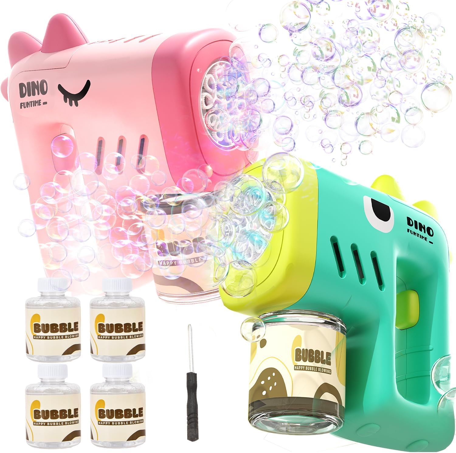 2 Pack Bubble Gun Machine for Kids, Automatic 10 Hole Light up Bubble Blower with 4 Refill Solution, Bubble Guns Blaster for Toddlers, Outdoor Toys Gifts, Wedding, Christmas Party Favor image number 3