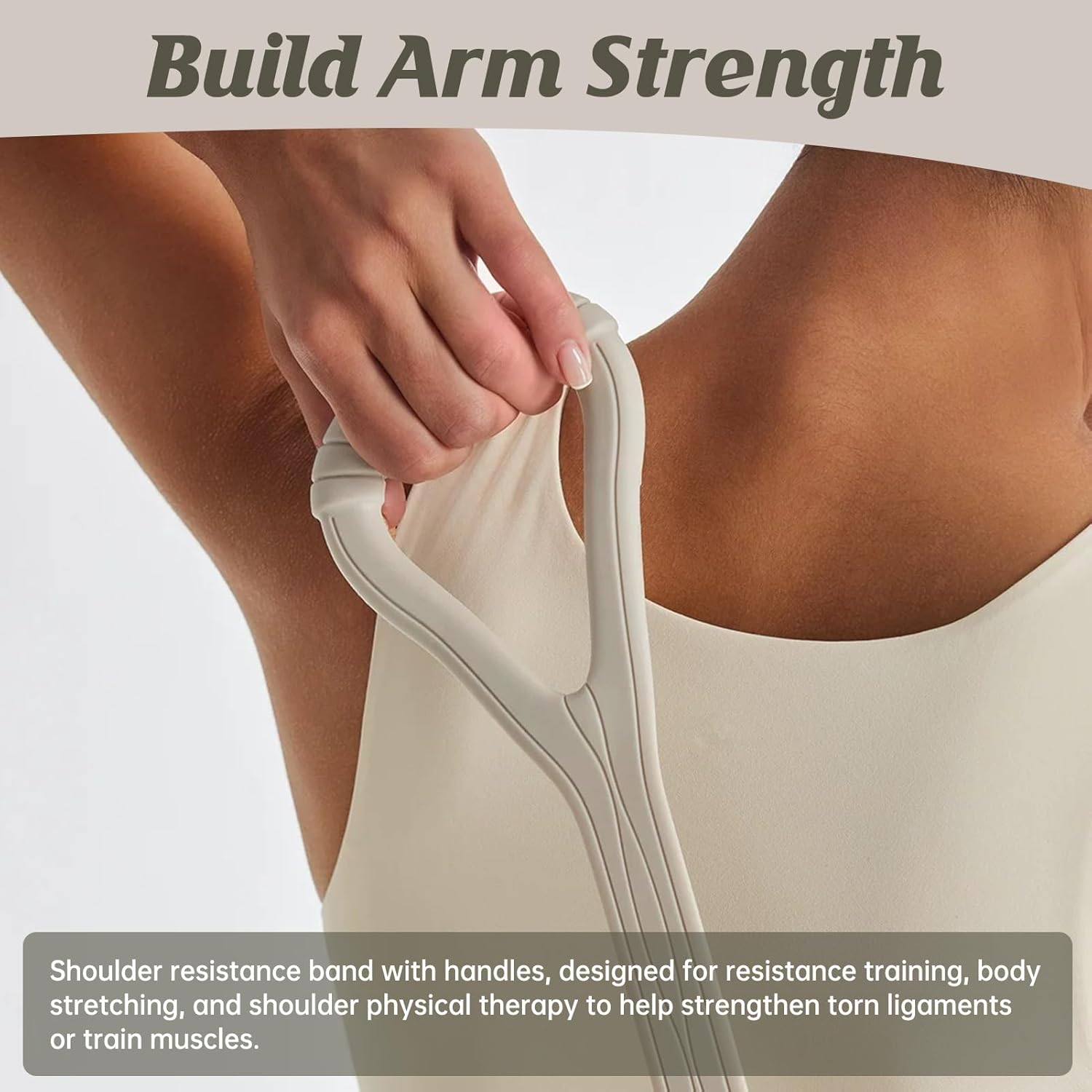 Figure 8 Resistance Bands with Handles, Premium Silicone Exercise Band for Arm & Back Workout Shoulder Stretching, Home Gym Fitness Training for Women image number 6