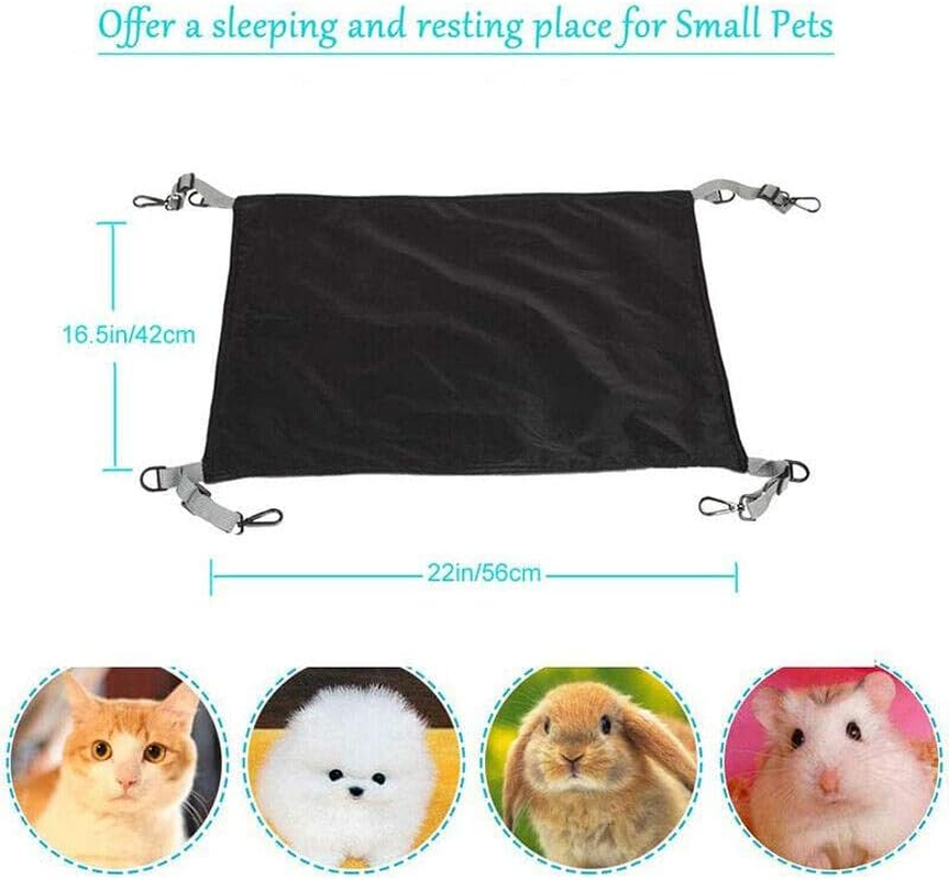 Waterproof Cat Hammock Hanging Bed Double Layer Dual Side Sleep Cage Swing Chair, Durable Hanging Bed, Double Layerr, Comfortable Swing Chair for Cage - Black image number 1