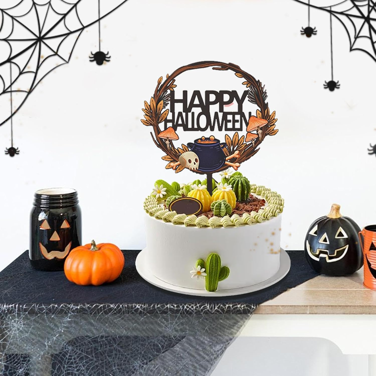 Halloween Party Cake Decoration,Table Decoration Cake Topper - Cake Decoration Cards Table Decoration Supplies Halloween Party Cake Decorations Horror for Boy Girls image number 4