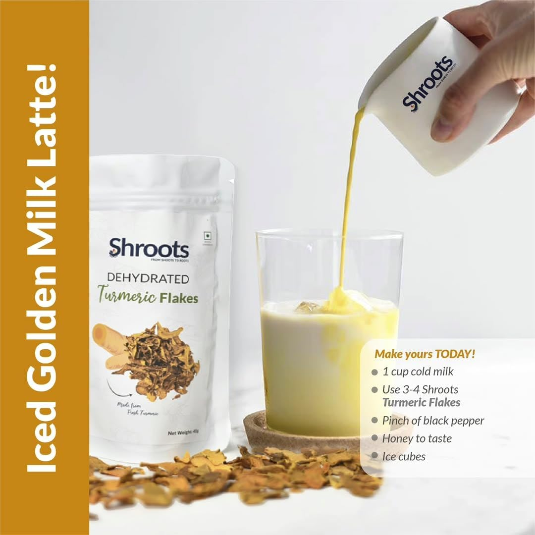 SHROOTS Dehydrated Turmeric Flakes Pure Vegetarian Gluten-Free No Added Salt Easy Cooking Essential Machine Dried Vegetables with Natural Aroma Ideal for Camping or Everyday Meals 1.59 Oz, Pack of 1 image number 3
