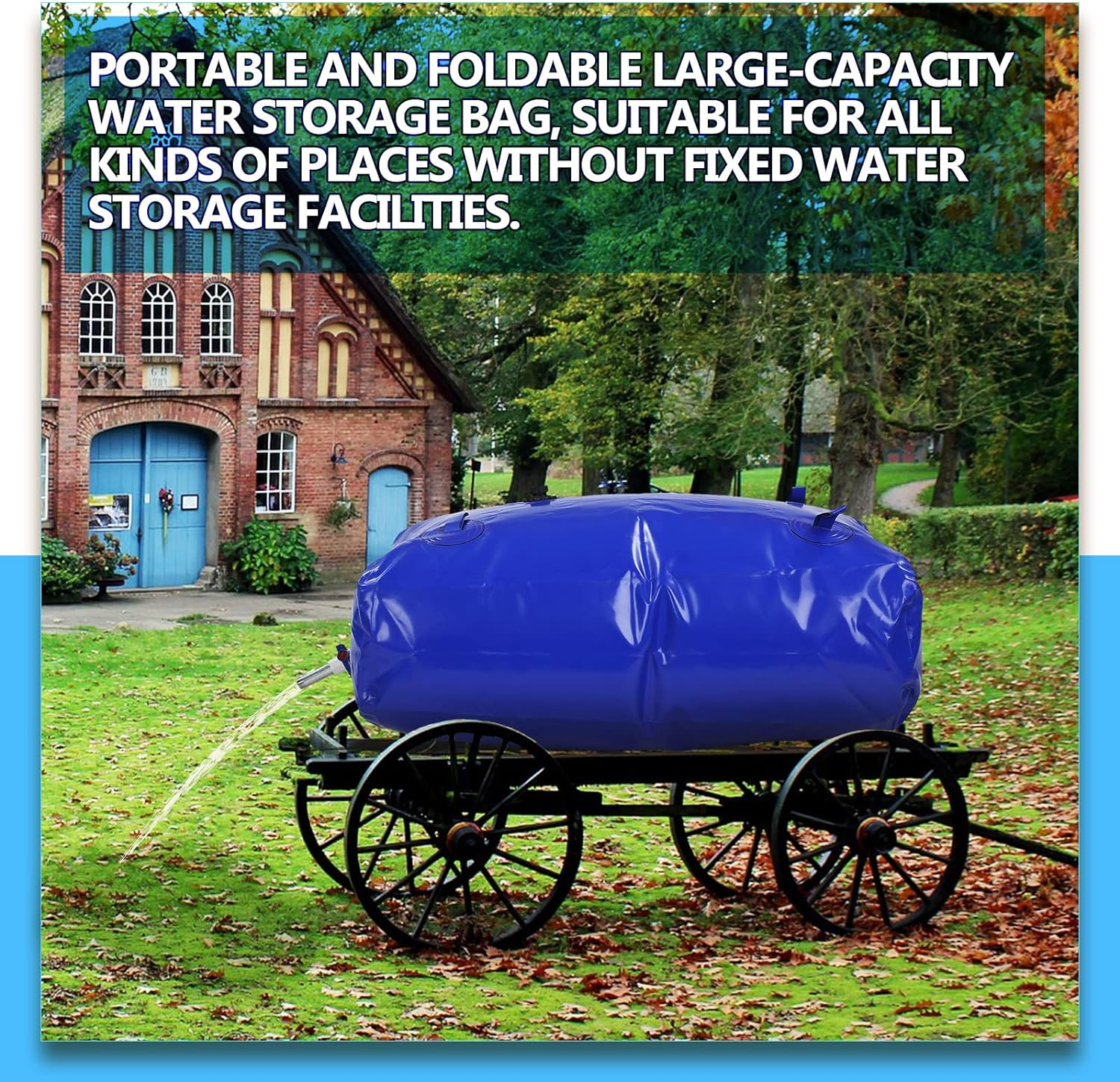 Large Capacity Water Storage Bladder Emergency Water Bladder Tanks Foldable Water Storage Tank Portable Rainwater Bag for Drought Resistance Fire Protection Agricultural Irrigation Outdoor (110L) image number 4
