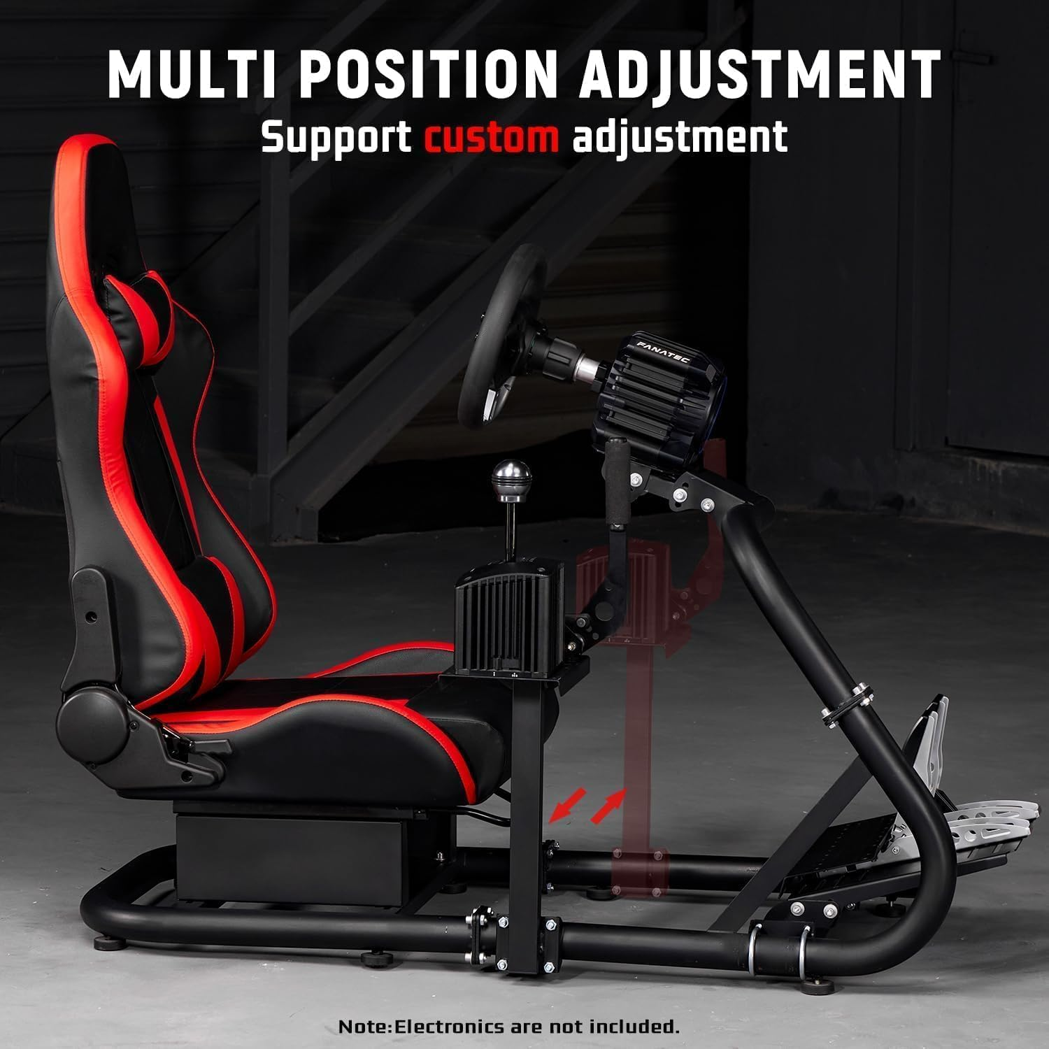 Dardoo Racing Simulator Cockpit Game Seat Red,Adjustable Frame and Seat Fit for Logitech G25 G27 G29 G920 G923, Thrustmaster T300, Fanatec, Steering Wheel Stand without Wheel,Handbrake and Pedal