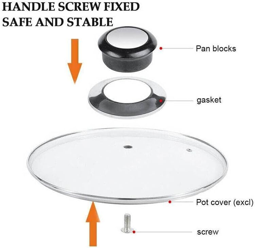 AIMALL 2PCS Kitchen Pot Lid Replacement Knob Handle Set, 2.17 X 0.79-Inch Durable Stainless Steel and Plastic Grip, Universal Fit for Cookware, Easy Installation image number 1