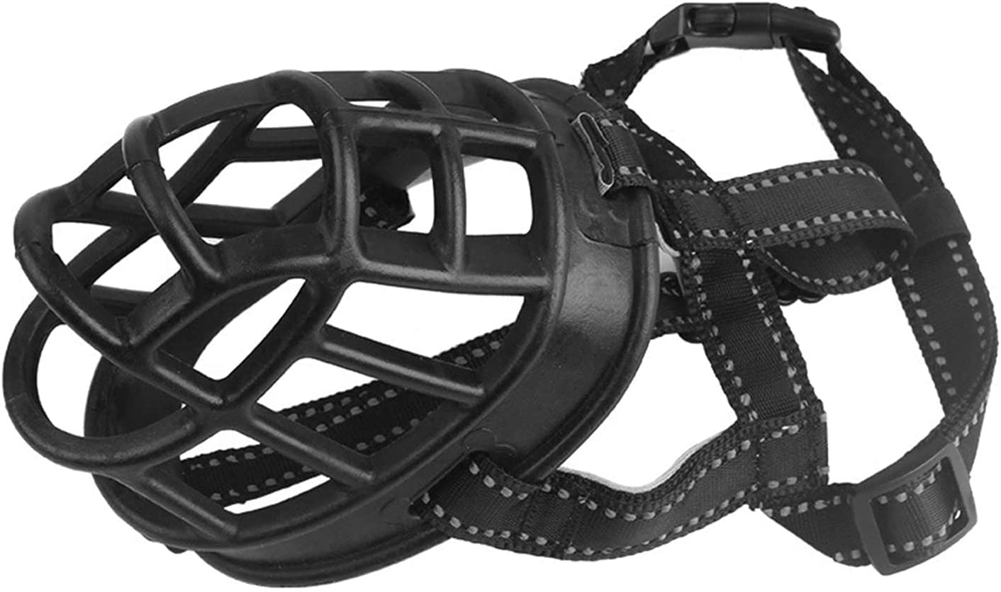 Dog Muzzle, Soft Silicone Basket Muzzle for Pet Dogs Mouth Cover Anti-Biting,Barking and Chewing for Medium and Large Dogs with Reflective Adjustable and Breathable Dog Mouth Cover (Black, Large) image number 6