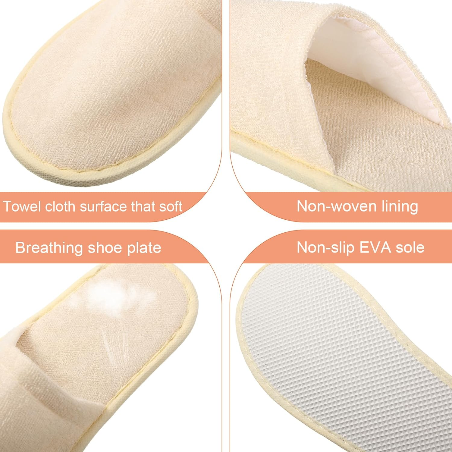 24 Pairs Non Slip Disposable Slippers, Closed Toe for Family Spa Guests Hotels Home Party, Housewarming image number 3