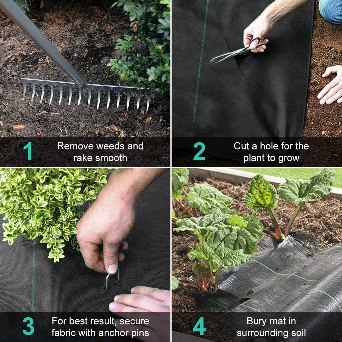 Weed Barrier Landscape Fabric Heavy Duty 6FT X 100FT Premium 3.2Oz Ground Cover Landscape Fabric Gardening Mat,Woven Geotextile Fabric for Underlayment,Commercial Driveway Fabric