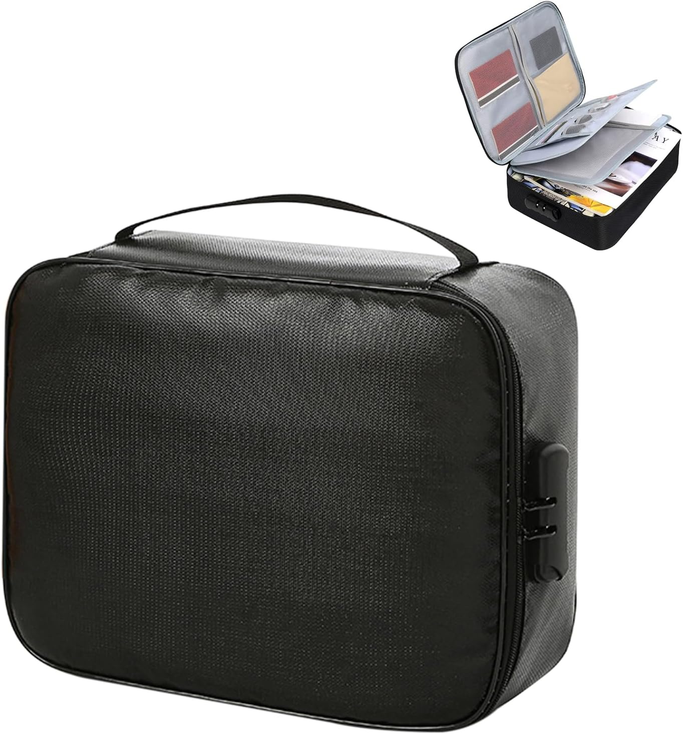 Fireproof Document Bag with Lock - Safe Box Fireproof Waterproof,Fireproof Safe Document Organizer for Travel, Fireproof File Storage Bag with Lock 28 * 37 * 10Cm image number 3