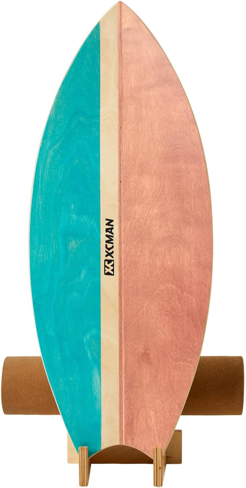 XCMAN Surf Balance Board Trainer with Roller Wooden Exercise Balancing Stability Trainer - Non Slip Surface for Adults Kids|Balance Board for Surfing,Snowboarding,Skateboarding,Hockey,Yoga Training - Boat Bown image number 4