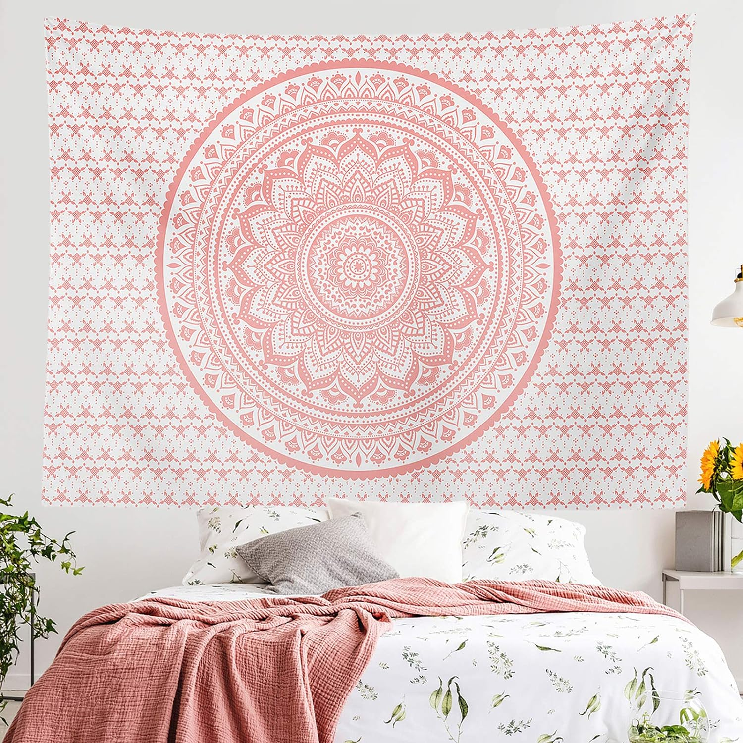 Ftuency Pink Mandala Tapestry Indian Hippie Bohemian Psychedelic Tapestries Women Wall Hanging for Bedroom Teen Girl (Pink, 70.9" X 94.5") image number 6