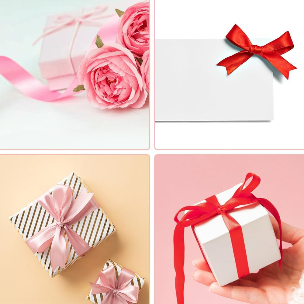 2 PCS Ribbon for Gift Wrapping, AIFUDA Satin Ribbon 100 Yards 1.57Inch Pink Ribbon 100 Yards 0.79Inch Red Ribbon for Flower Bouquet Wedding Party Decoration