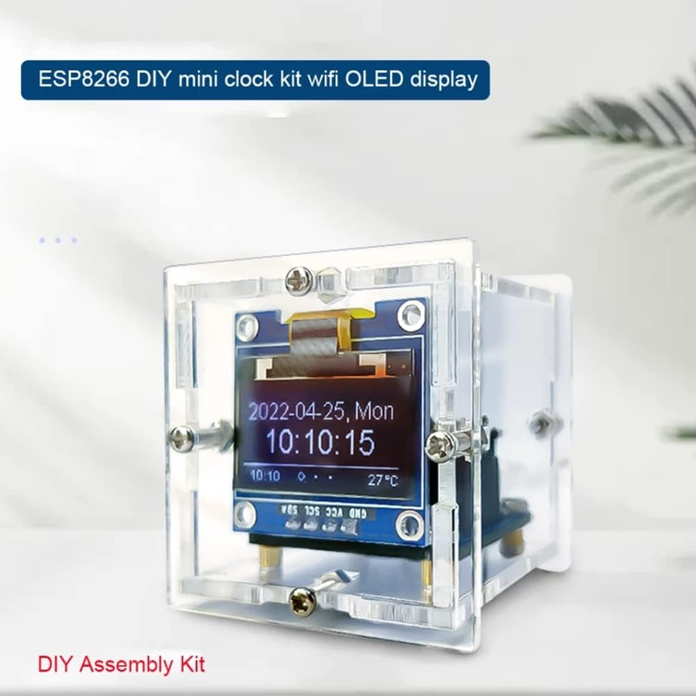 Dovhmoh ESP8266 DIY Electronic Kit Mini Clock OLED Display Connect with Shell DIY Soldering Project image number 3
