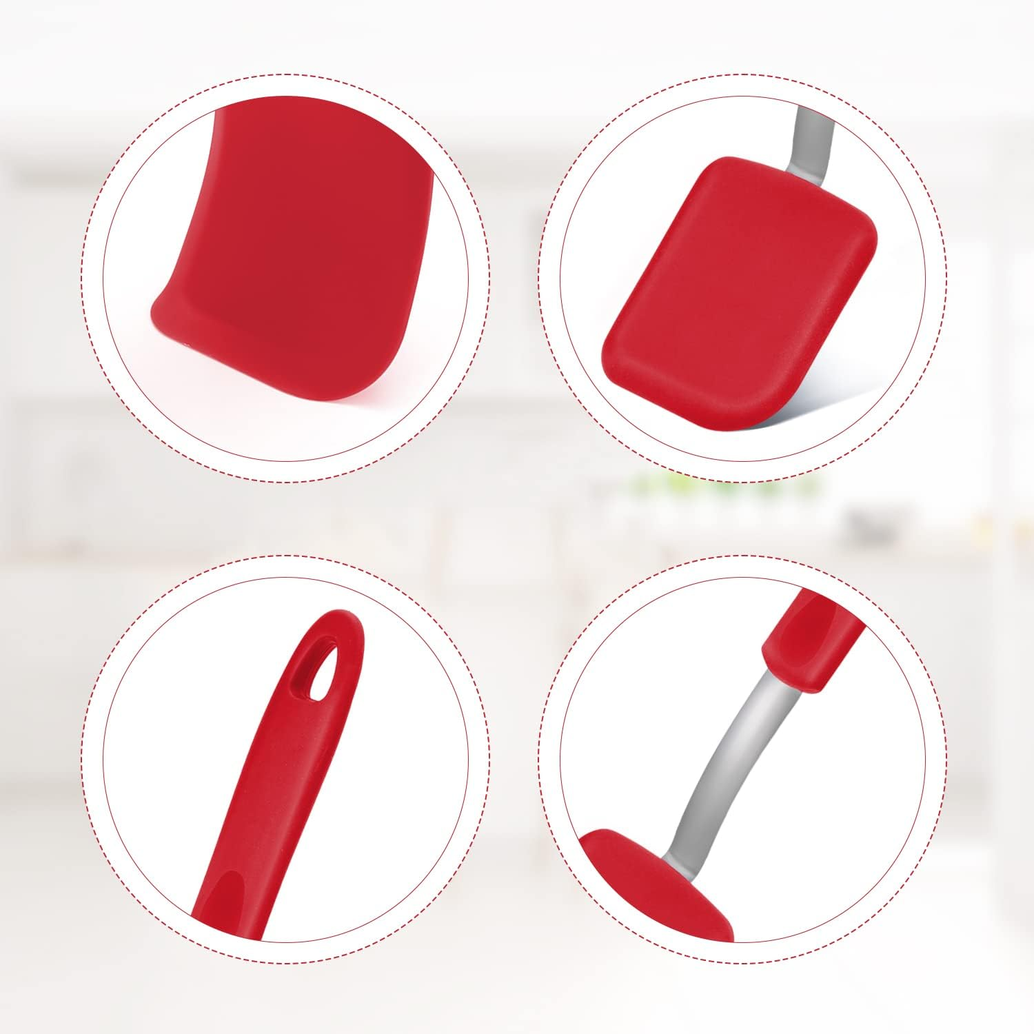 2Pcs Small Silicone Spatula, Mini Silicone Spatula Turner Heat-Resistant Scratch Flipper Baking Utensil for Fish, Eggs, Pancakes, Wok (Black, Red) image number 1