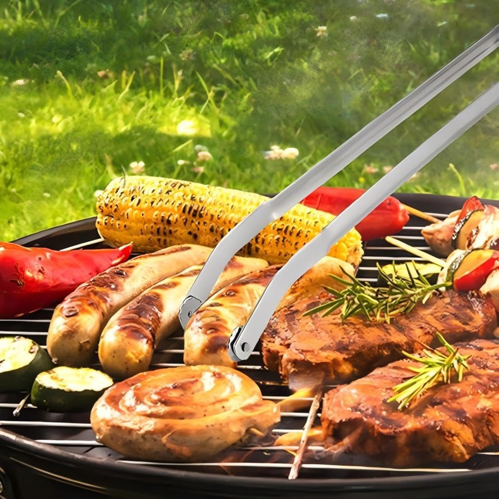 BBQ Sausage Turning Tongs for Cooking, Sausage Grill, Stainless Steel Metal Kitchen Tongs, Multipurpose Grill Tongs for Outdoor (2 Pack) image number 2