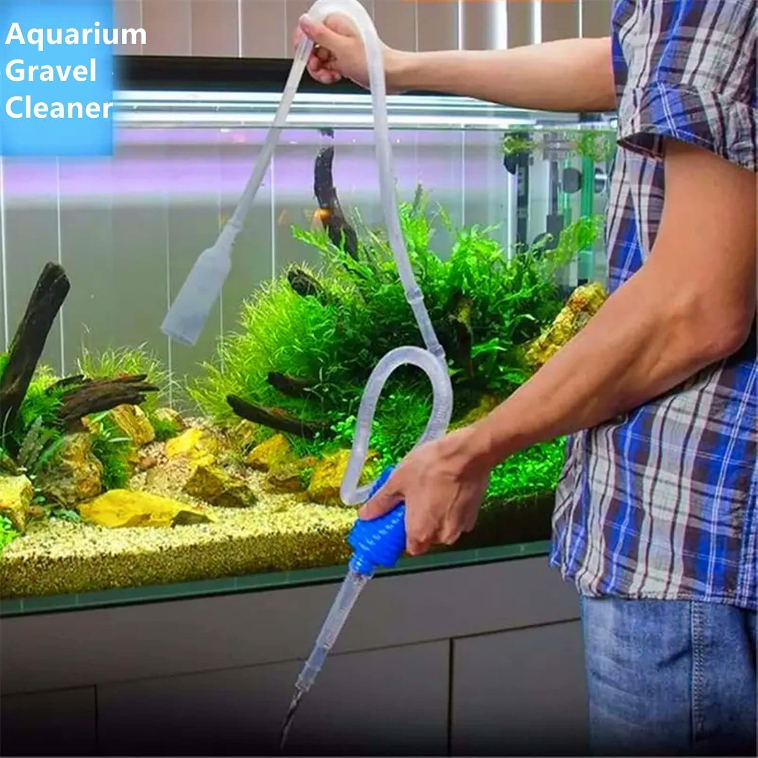 Aquarium Gravel Cleaner,Fotrsdku Fish Tank Cleaner, Hand Syphon Pump for Fish Tank, Water Changing and Filter Sand Cleaning, Manual Fish Tank Water Changer Hose, Easy to Use Fish Tank Cleaning Tool image number 4