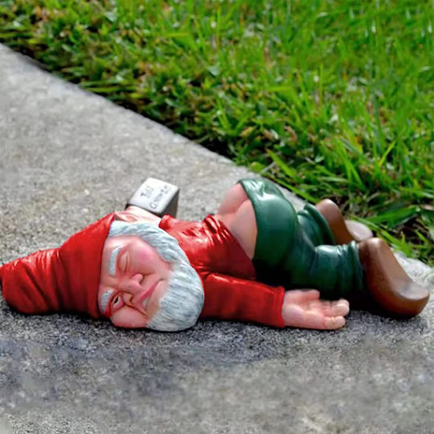 MINICAR Drunken Gnomes Lying on the Ground, Funny Dwarf Sculptures Yard Lawn Decorations, Gag Gifts Home Office Garden Decor