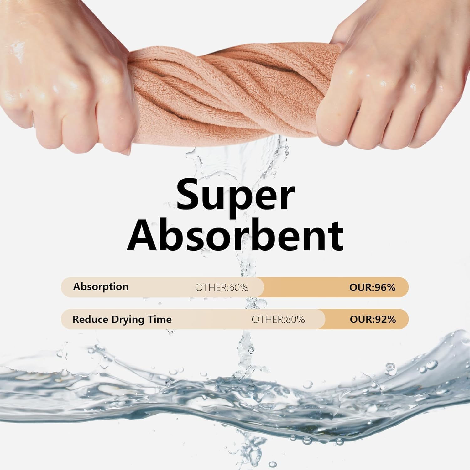 Microfiber Hair Towel Wrap, Super Absorbent Twist Turban for Women Fast Drying Hair Caps with Buttons for Drying Curly, Long & Thick Hair, Microfibre Hair Towel Pink image number 1