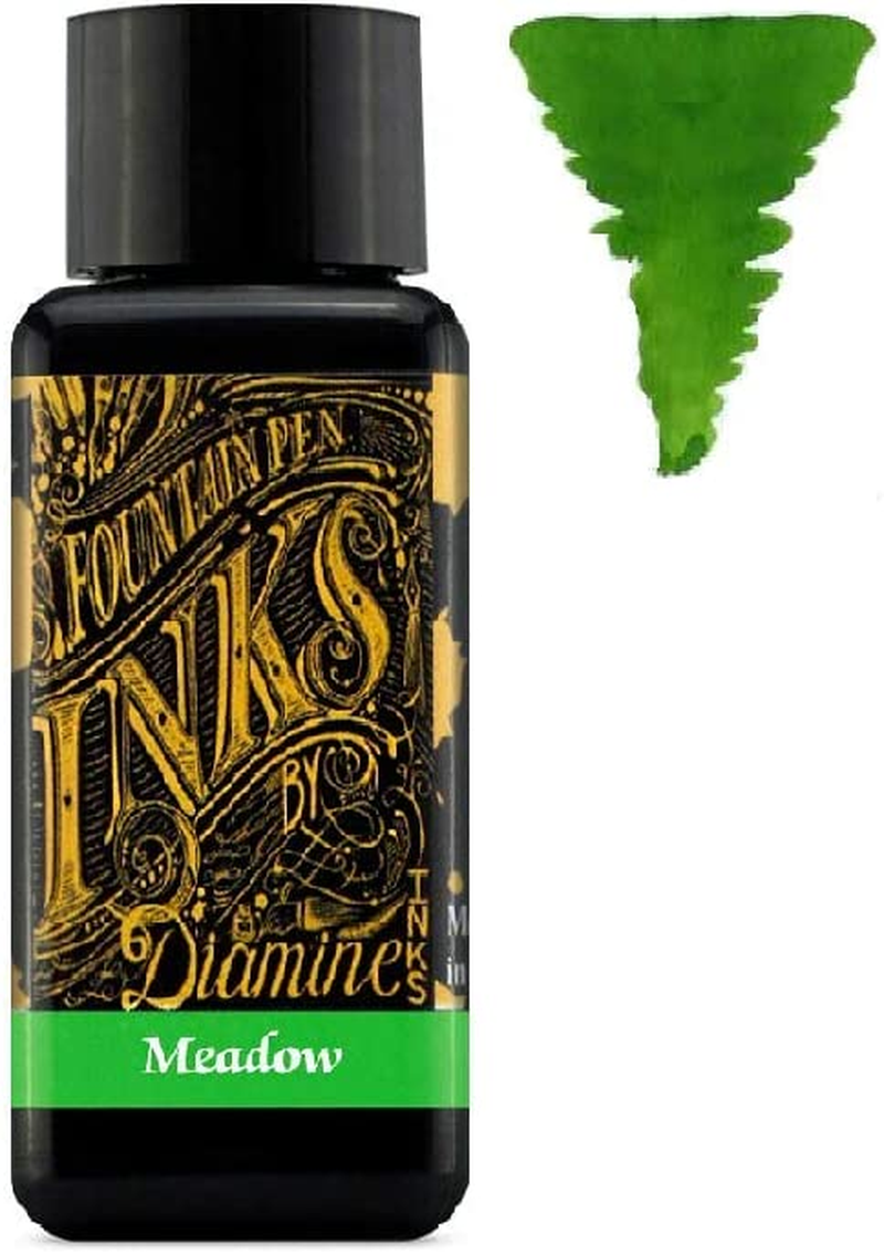 Diamine Fountain Pen Ink 30Ml - Colour Wheel - 6 X Bottles - Amber, Oxblood, Imperial Purple, Aurora Borealis, Oxford Blue, Meadow image number 6