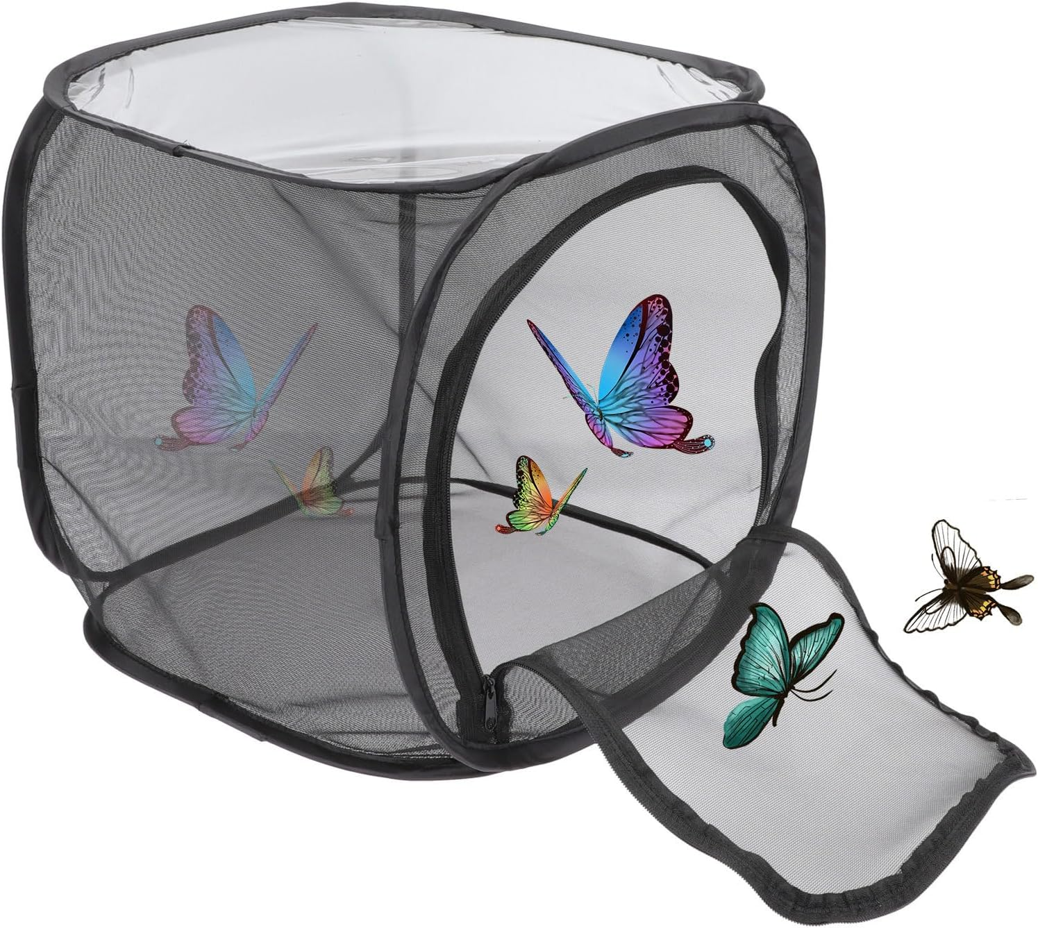 Vaguelly Foldable Breathable Insect Breeding Cage for Butterflies, 30X30X30Cm Foldable Observation Mesh Box, Portable Insect Rearing Enclosure for Indoor and Outdoor Use