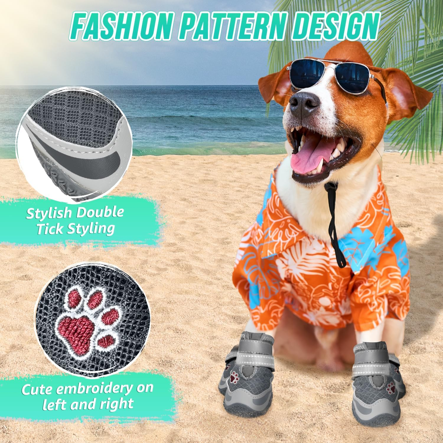 Slowton Dog Shoes for Summer Hot Pavement - Breathable Dog Boots for Large Small Medium Pet, Paw Protector for Outdoor Walking Hardwood Floor, Anti-Slip Rubber Booties for Winter Snow image number 5