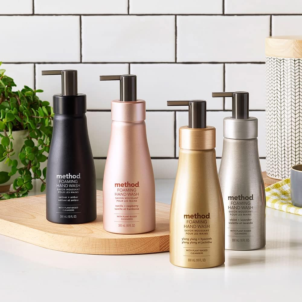 Method Premium Foaming Hand Wash, Vanilla + Raspberry, Reusable Pink Aluminum Bottle, Biodegradable Formula, 10 Fl Oz (Pack of 3) image number 2