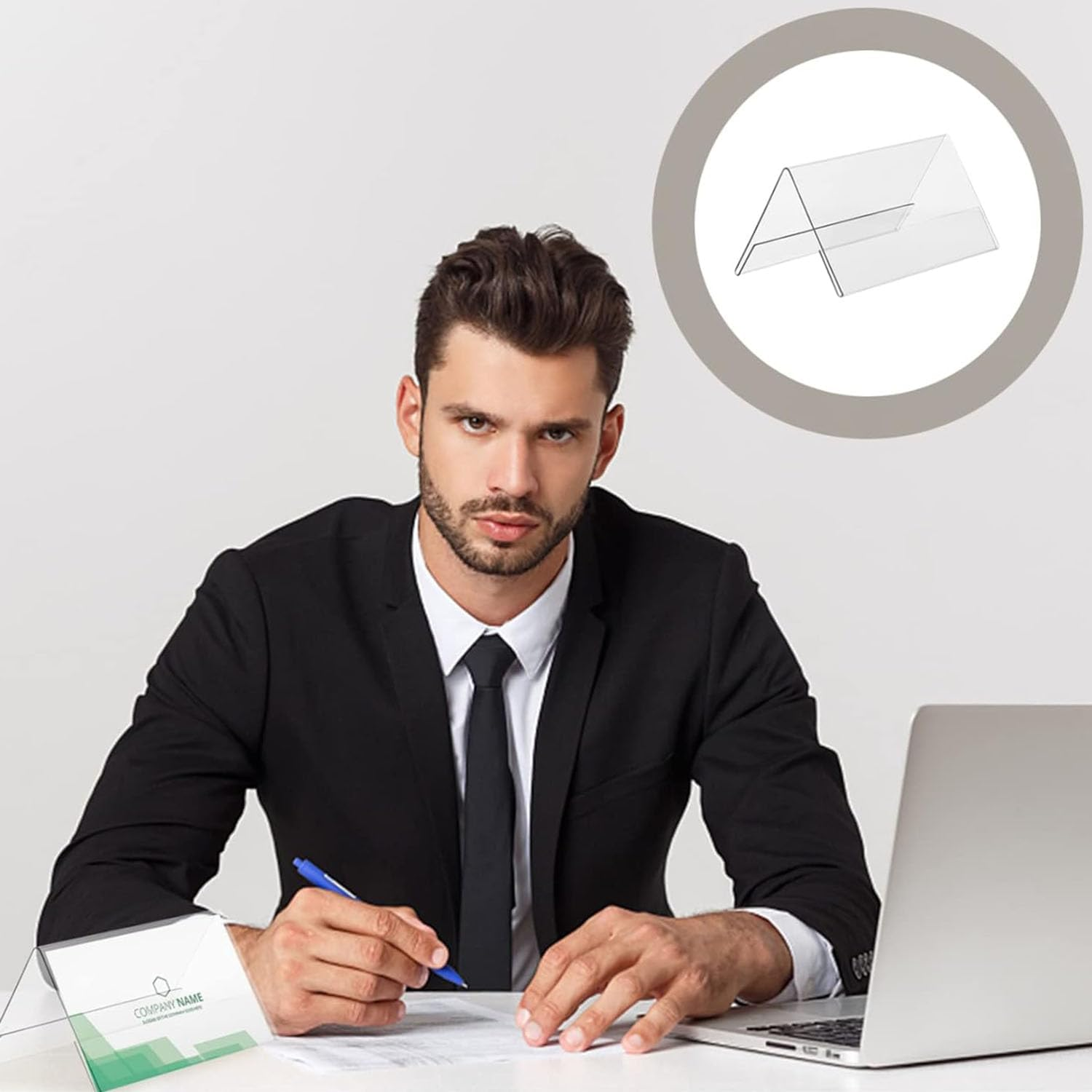 10 PCS Acrylic Sign Display Holder, Acrylic Transparent Nameplate Display Stand, Acrylic Brand Price Tag Diagonal Back Display Label Rack for Stores, Restaurants, Offices, Schools Display (20 X 8 Cm) image number 4