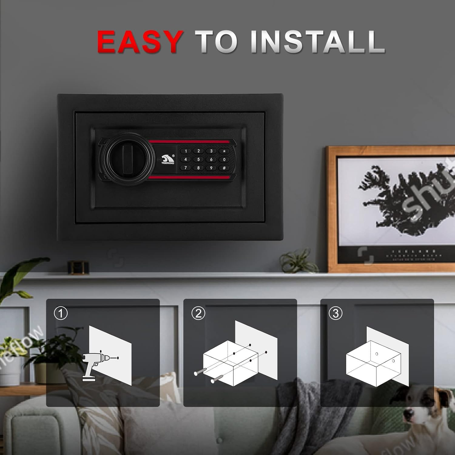 Digital Safe Electronic Security Box, Combination Lock Box with Keypad and Keys - 0.5 Cubic Feet Lockable Safety Safes Box for Home Office Hotel Business