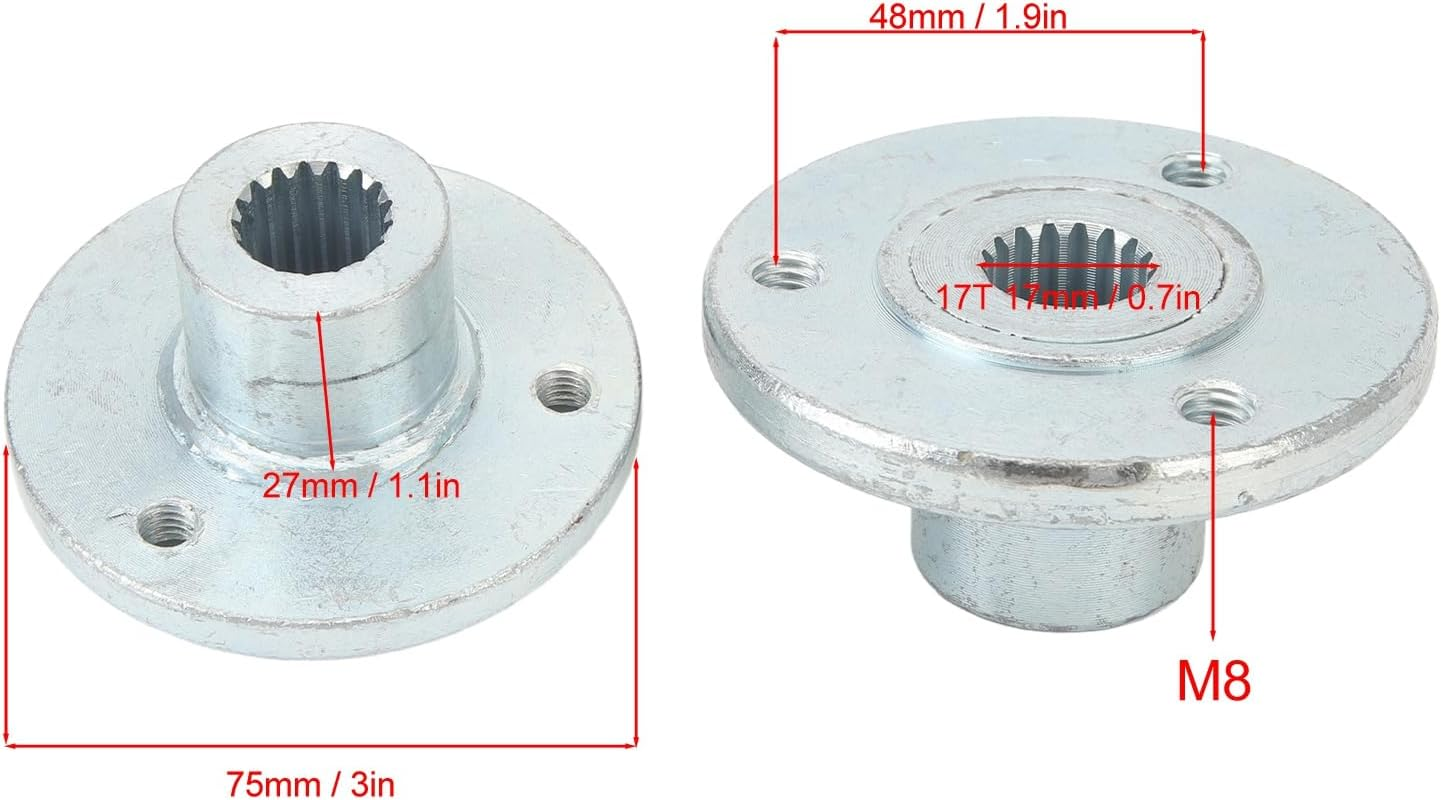 17T 3 Stud Rear Wheel Hub Shaft for Quad Bike ATV Go Kart with 5 Inch Tires, Steel Alloys 3 Stud Rear Wheel Axle Hub, Wheel Hub with Stable Performance image number 1