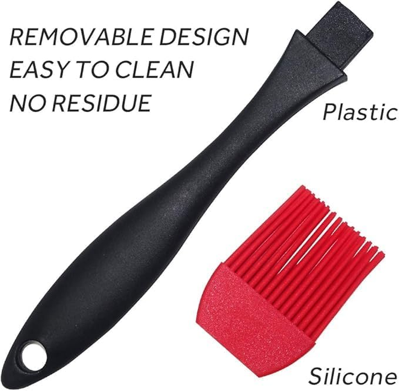 2PCS Basting Brush Silicone Pastry BBQ Brushes Grill Oil Brush Removable Soft Heatproof Durable Perfect for Grilling Marinating Meat Steaks Cakes Honey Spring Rolls Red Black 8 X 1.5 Inch image number 2
