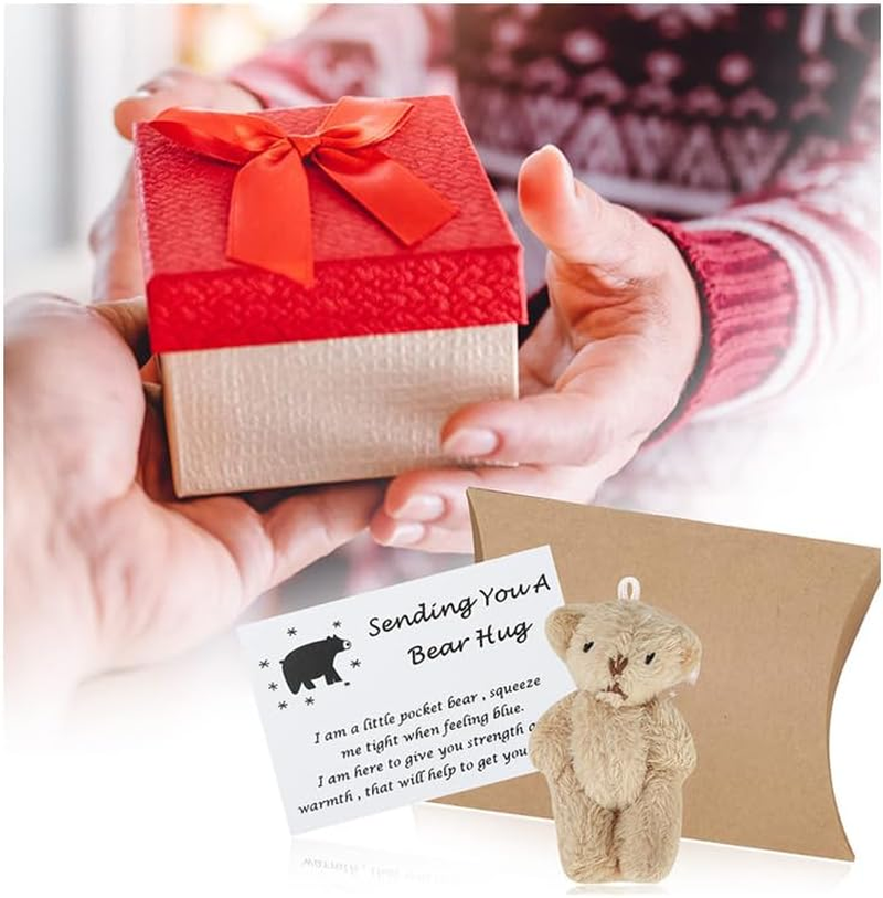 Cute Mini Plush Stuffed Bear Hug with Greeting Card - Pocket Bear for Special Encourage Gifts - Graduation, Birthday, Wedding, Christmas (Light Brown) image number 3