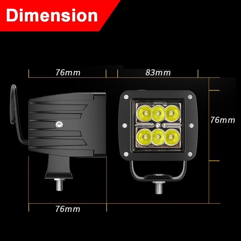 LED Pods 48W 3 Inch Spot Super Bright Driving Fog Boat Lights LED Work Light Bar for Car Trucks Pickup Tractor Golf Cart SUV ATV UTV 4X4 off Road Van Camper Marine, Pack of 2 image number 1