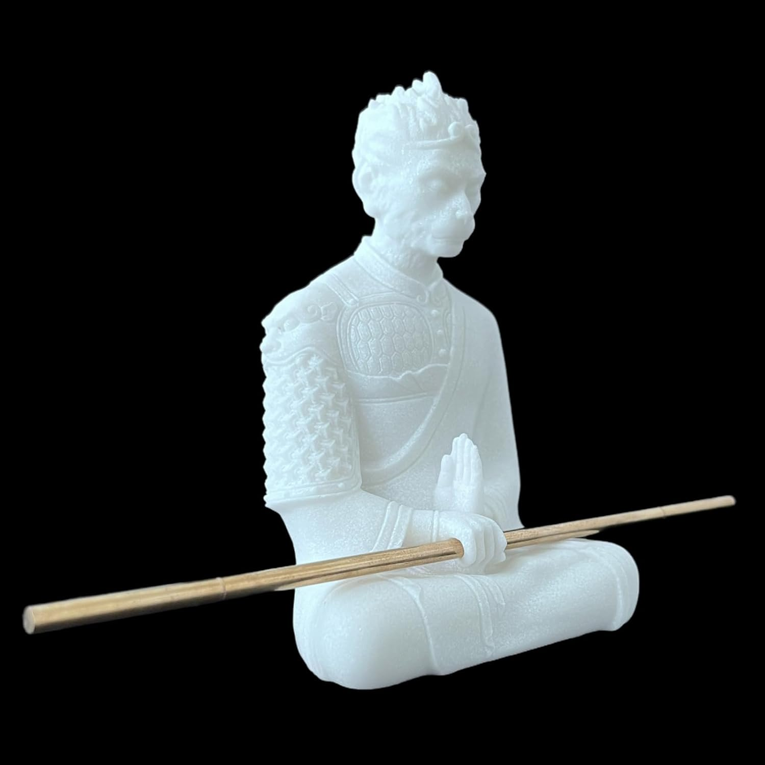 Buddha Statue Wukong Monkey Statue, Zen Garden Decor, Monkey King Prayer Figurine,Feng Shui Ornaments for Outdoor Gardens&Indoor Meditation, Statues for Home Office Fish Tank Aquarium Decor (White) image number 2