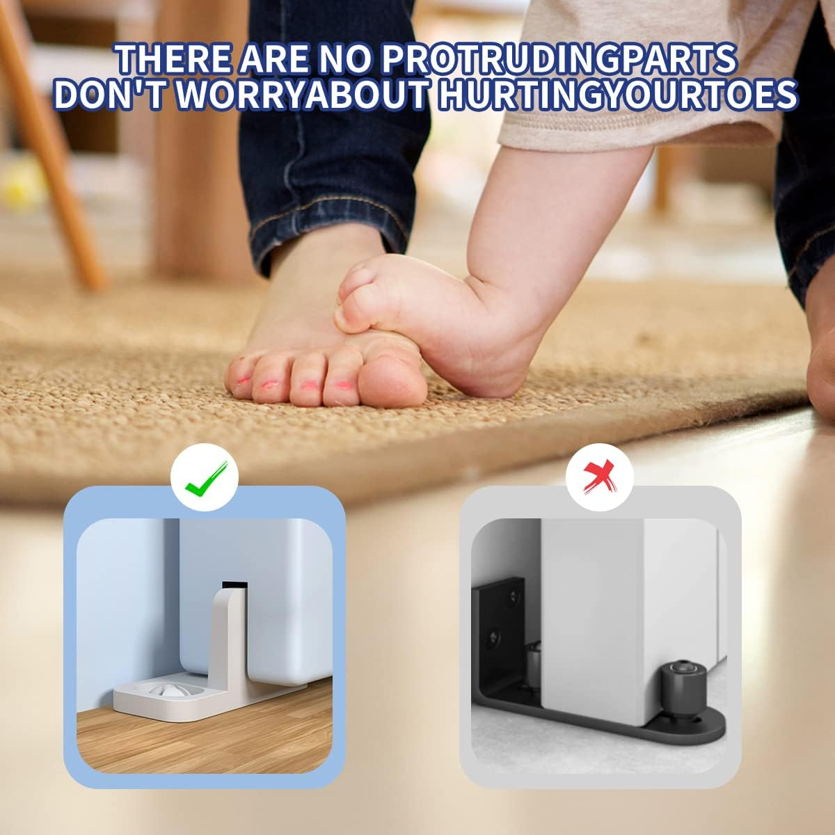 Sliding Barn Door Floor Guide,Floor Mounted Bottom T- Guides， Adjustable Barn Door Floor Guide，Plastic T Shape Track Guide，White(4Pk) - Plastic-White(4Pk) image number 2