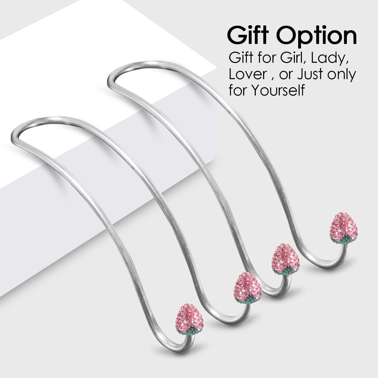 Guoord Pink Car Accessories for Women, 2 Pcs Hot Pink Car Decor Hooks for Purses and Bags, Durable Backseat Holder, Strawberry Purse Hook Hangers, Storage Universal for SUV Truck & Van image number 4