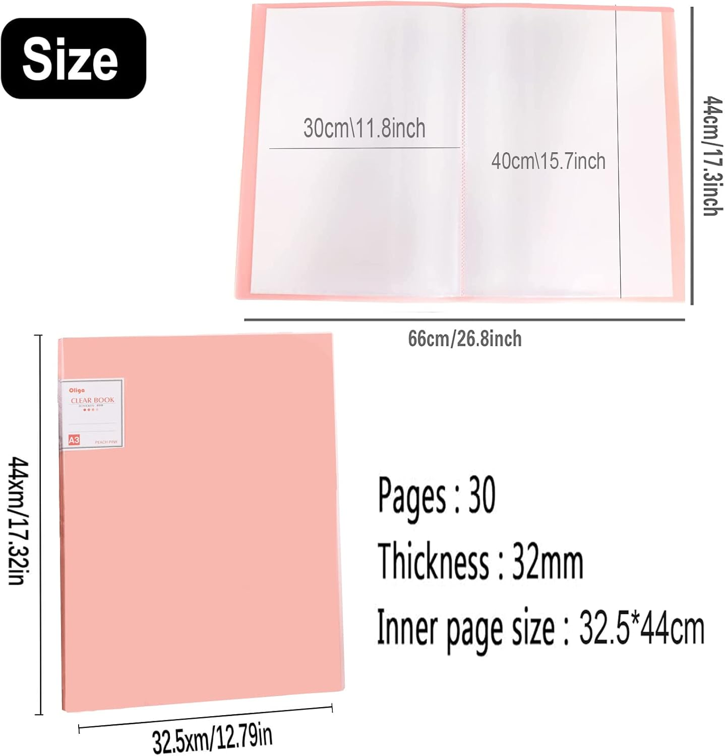 2Pcs A3 Diamond Art Painting Storage Book, Diamond Art Portfolio Folder with 30 Pags Clear Pocket Slevees Protectors, A3 Storage Book with Handle,Large Artwork Report Sheet Letter Poster Storage Bag - Green,Transparent image number 7