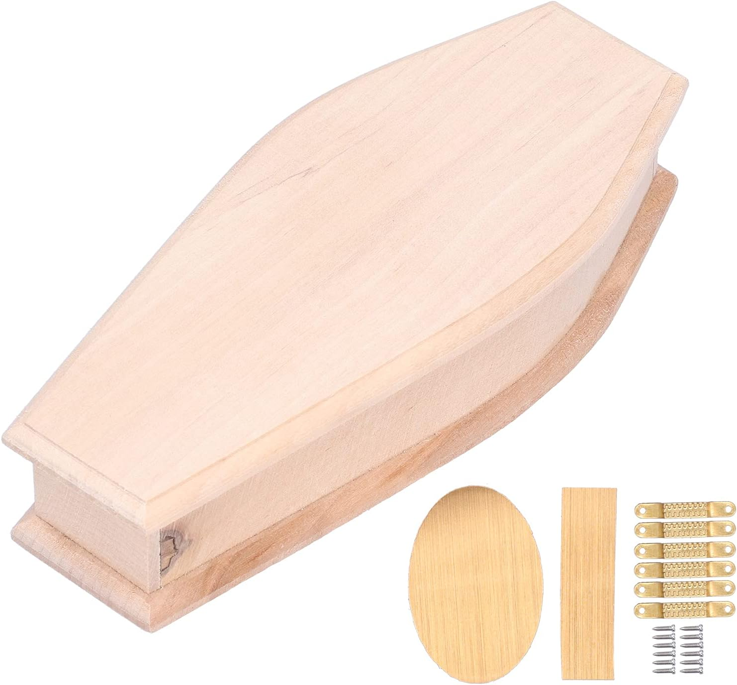 1: 12 Scale Wooden Halloween Coffin Box - 7.0 X 3.0 X 1.8In DIY Unfinished Coffins for Crafts, Party Treat Trays, and Mini Coffin Decor - Dollhouse Accessories image number 1