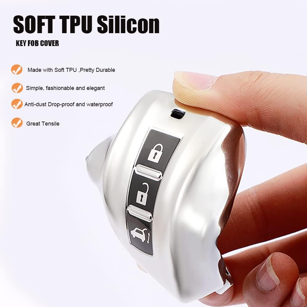 HIBEYO Key Fob Cover for Mitsubishi Outlander Sport Eclipse Cross ASX Mirage Fortis Car Accessoreis with Keychains 2022 - Blue image number 3