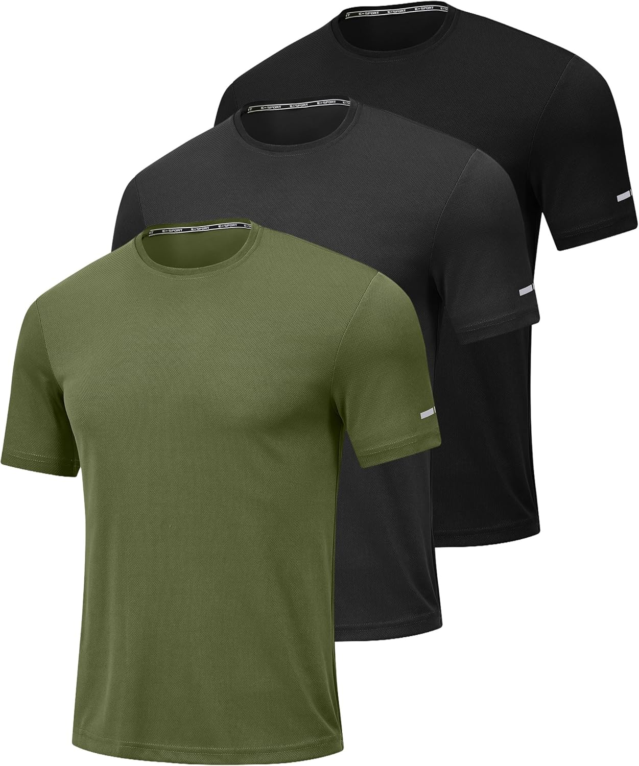 Mens Sport T Shirts Quick Dry Fitness Gym Workout Tshirts for Men 3 Pack Breathable Polyester Tennis Running Tops