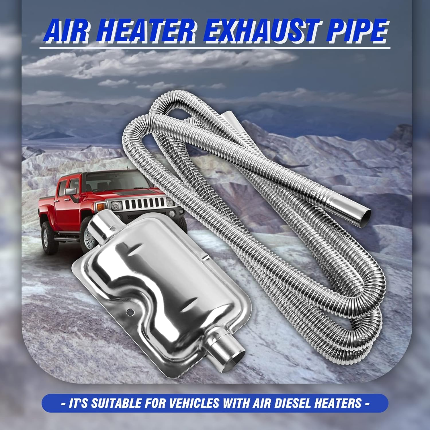 200Cm/78" Diesel Heater Exhaust Pipe with Muffler and Clamps, 1"/2.5Cm Stainless Steel Parking Air Heater Generator Hose, Fuel Tank Diesel Gas Vent Hose