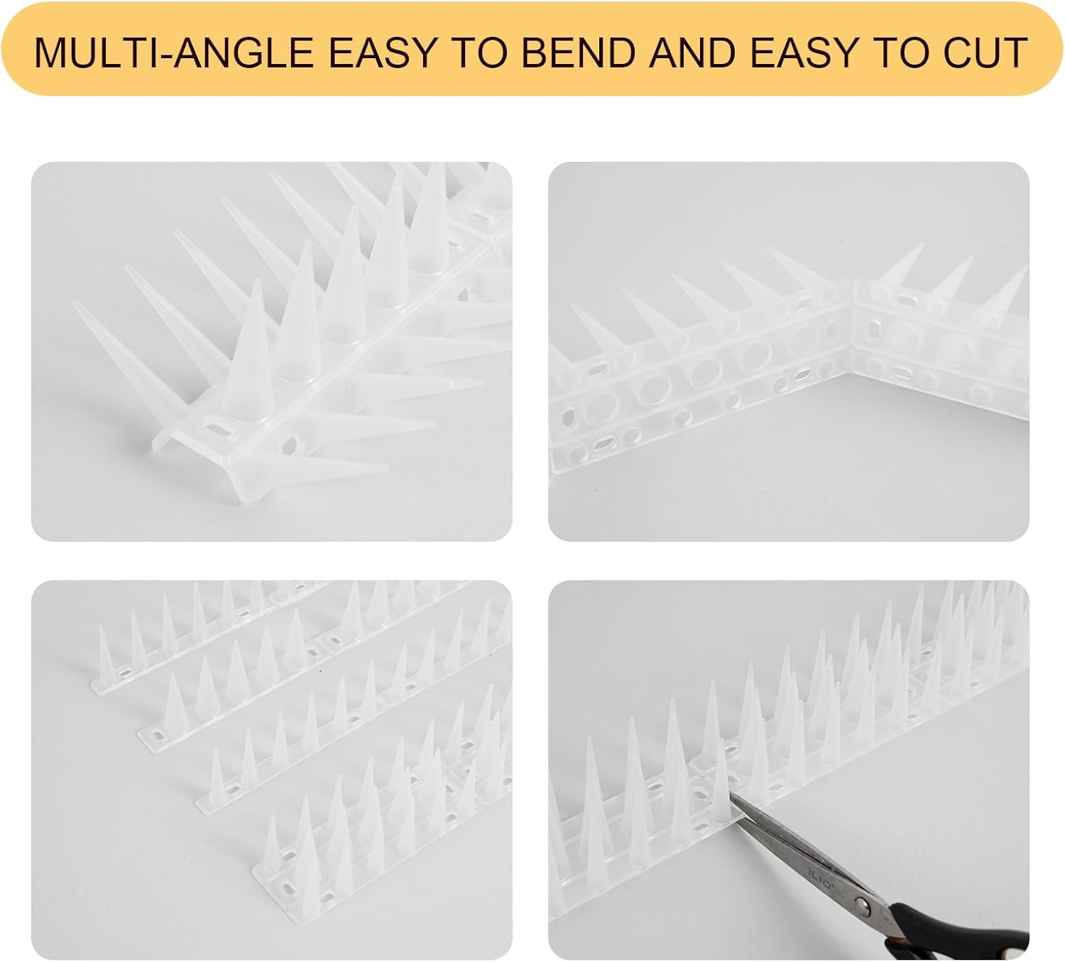 OFFO Clear Bird Spikes, Keep Birds Pigeon Woodpecker Away Device Outdoor, Covers 2.6M(8.4 Feet), Frosted White image number 5