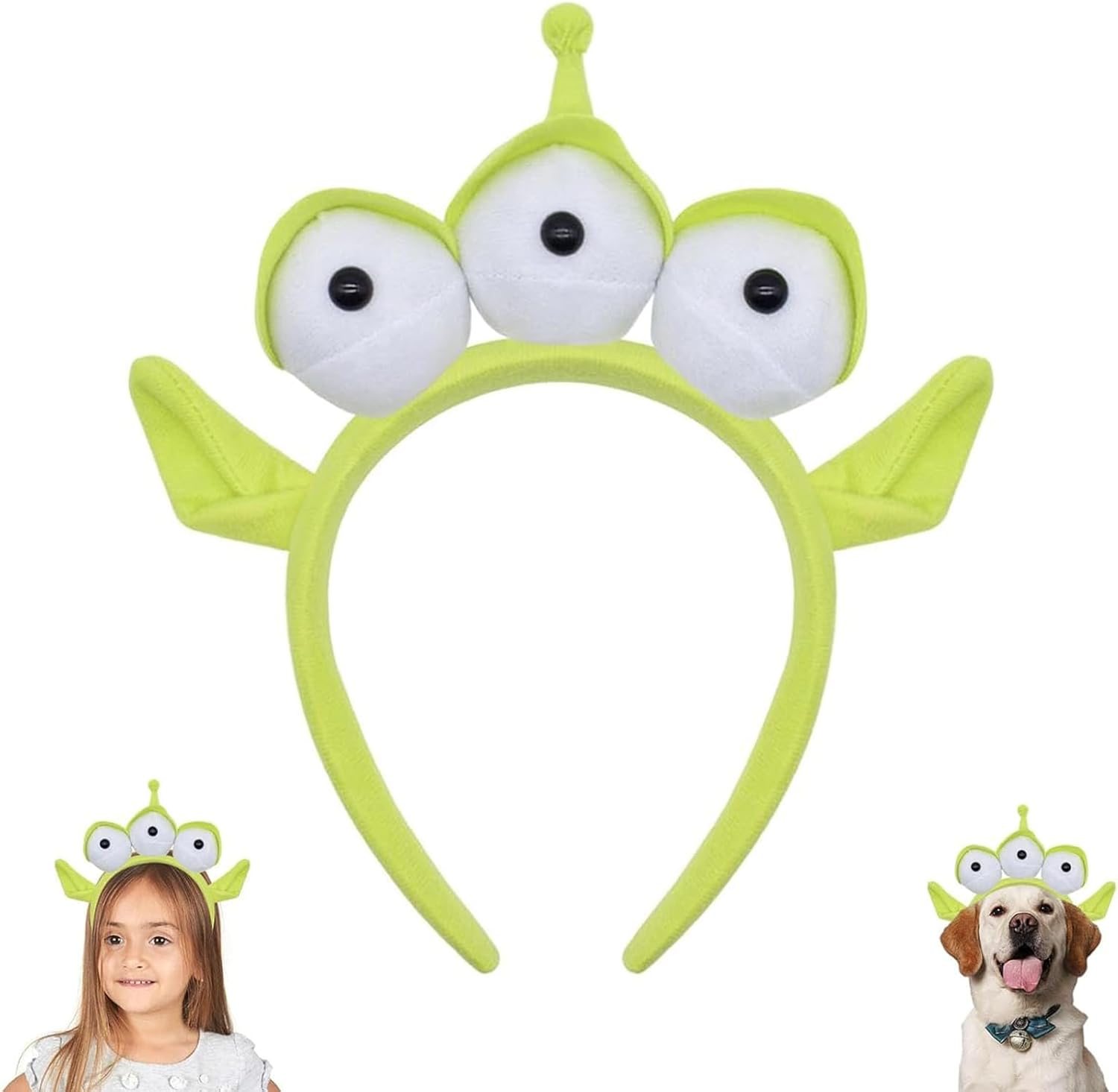 Three-Eyed Alien Monster Headband - Stretchy Cute Eyeball Hair Accessory for Themed Party, Cosplay, Halloween - Fun Costume for Girls and Kids image number 6