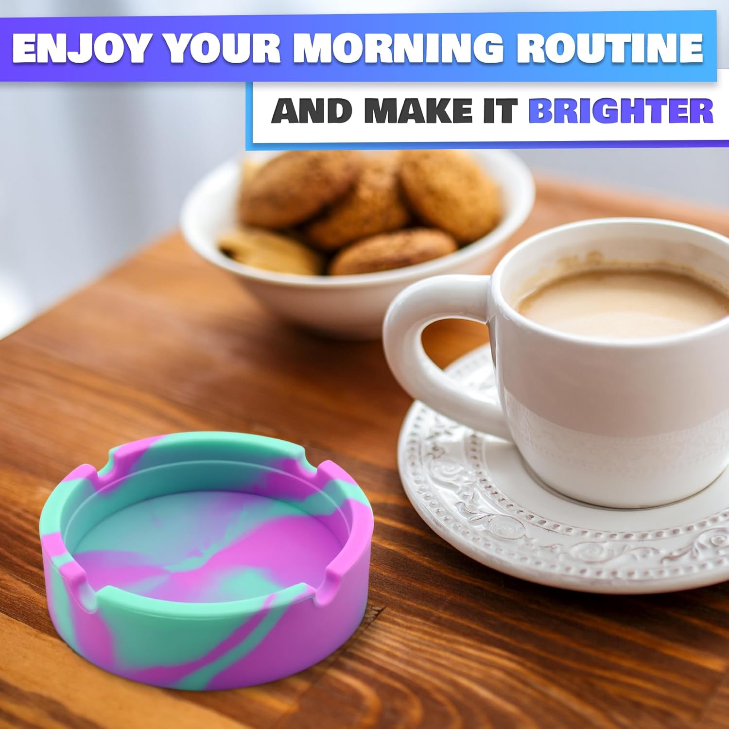 3Pcs Rubber Ash Tray Outdoors - Multicolor Small Ashtray for outside Patio, Temperature Resistant Ash Trays for outside - Flexible & Easy to Clean Silicone Ashtray image number 3