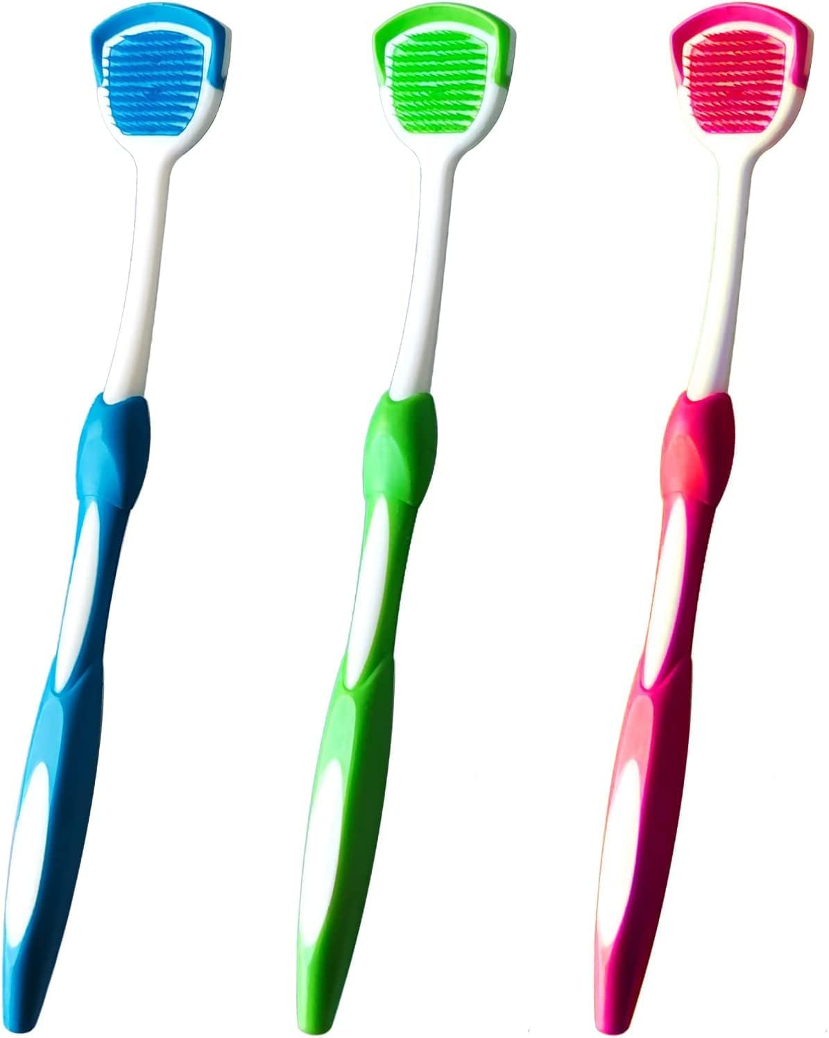 Tongue Brush, Tongue Scraper, Tongue Cleaner Helps Fight Bad Breath, 3 Tongue Scrapers, 3 Pack (Blue & Orange & Red)