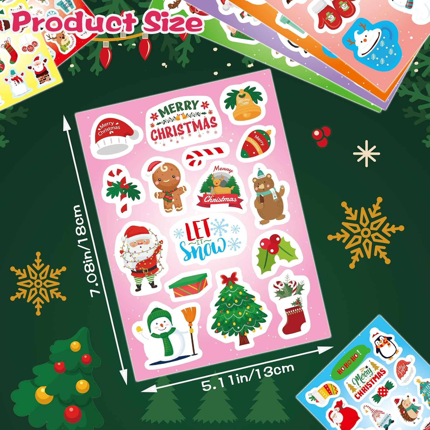 Christmas Stickers, 234-Count Non-Repeating Waterproof Holiday Stickers for Kids and Teens, Xmas Party Favorite, Bulk Holiday Gifts image number 3