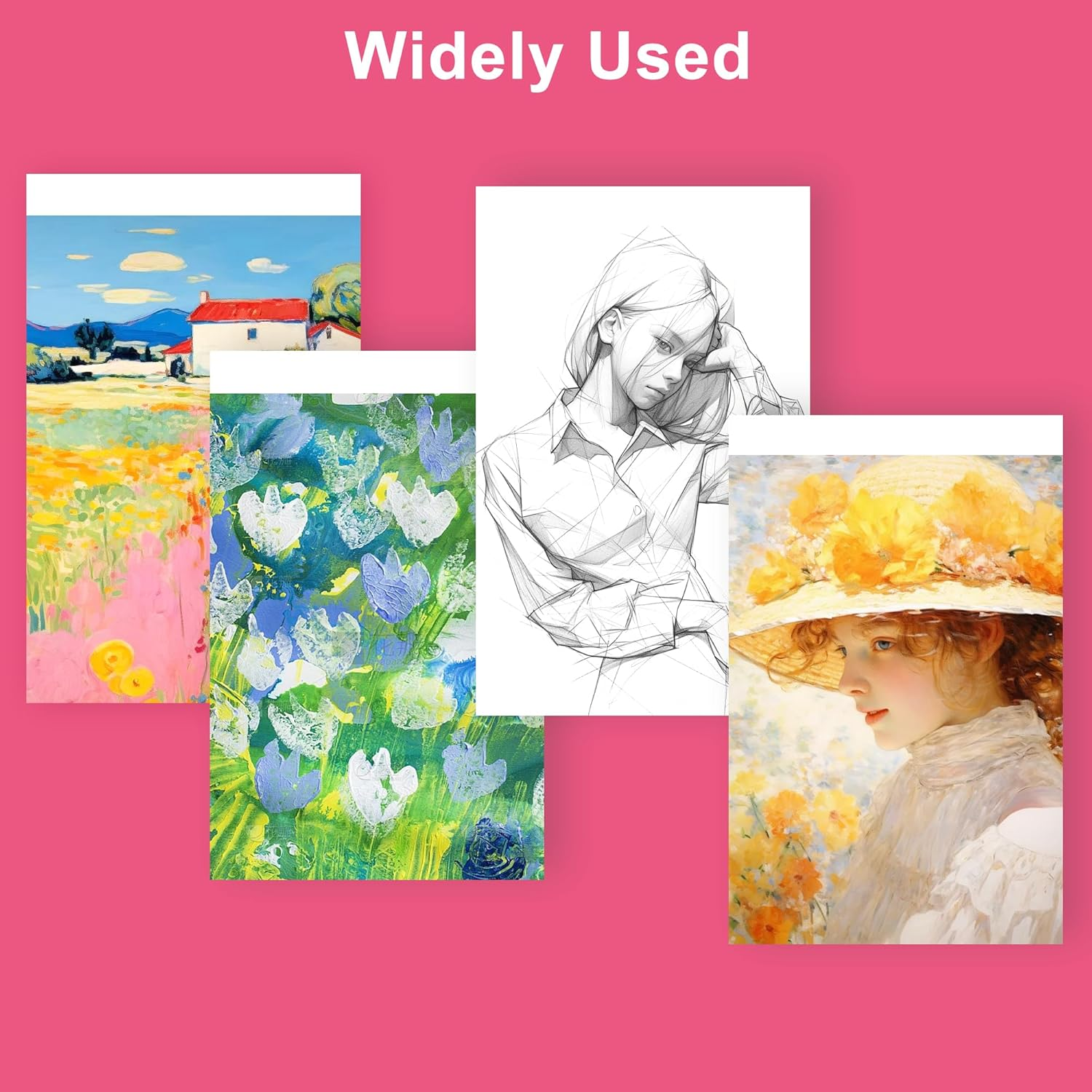 JUNART A4 Watercolour Paper Pad,Good Pigment Dispersion and Colour Adhesion Sketchbook,Perfect for Adults & Kids Indoor and Outdoor Creations,Travel-Friendly(House) image number 2