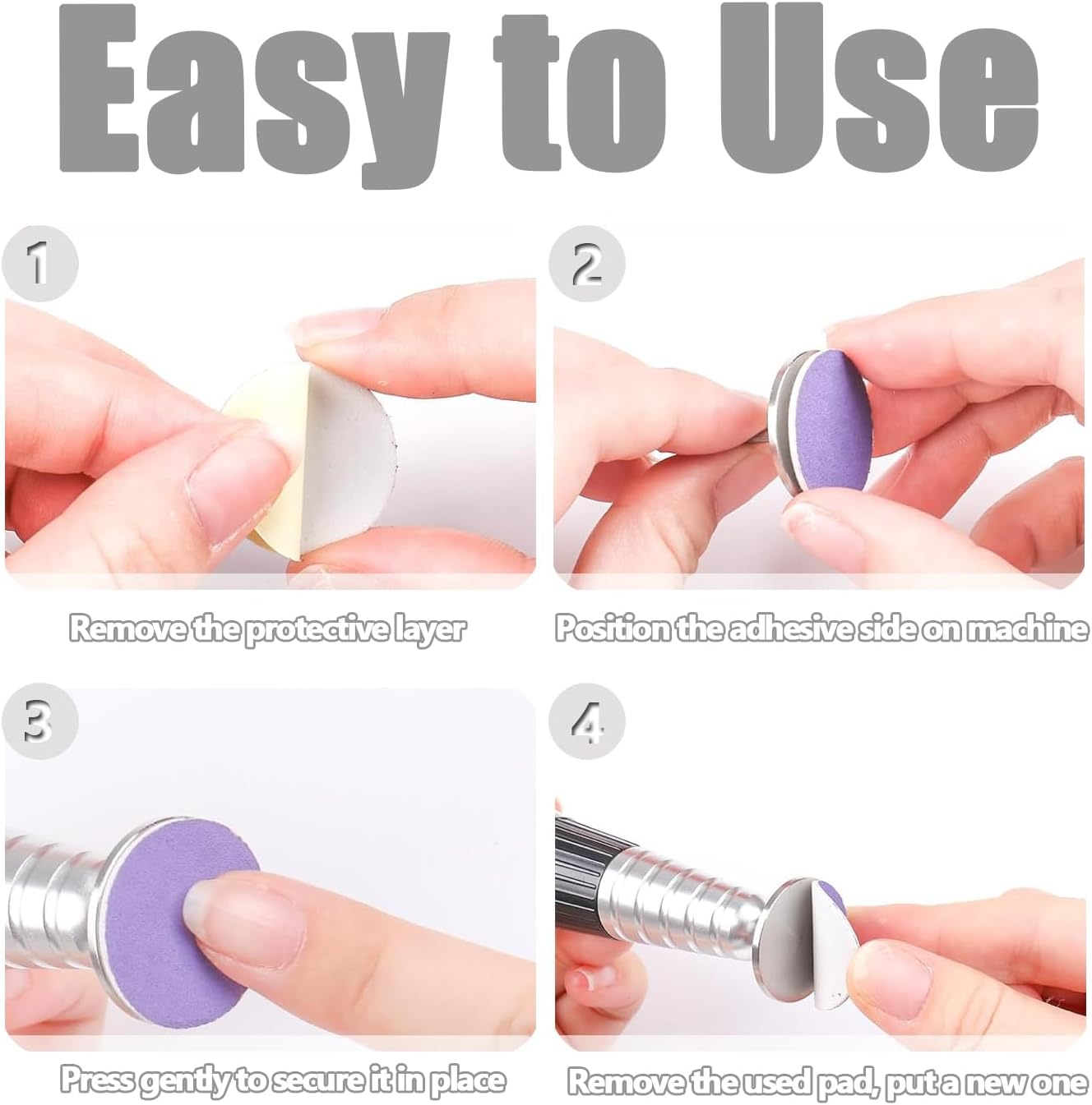 60 Pcs Sanding Paper Discs with 1 Pc Metal Nail Drill Bit Self-Adhesive Sand Paper Disc Pads Polisher for Manicure Pedicure Supplies Tools Foot E-File, 180# Grit image number 5