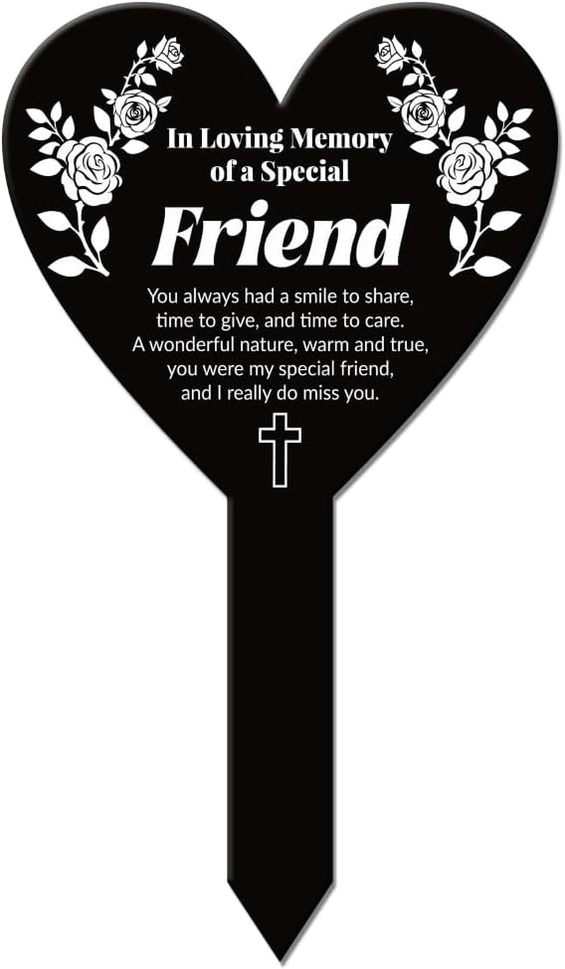 GLOBLELAND Heart-Shaped Flower Branch Garden Stake Memorial Plaque Memorial Stake for the Cemetery Acrylic Grave Stake Waterproof Condolences Garden Stake for the Yard Grave Cemetery image number 6