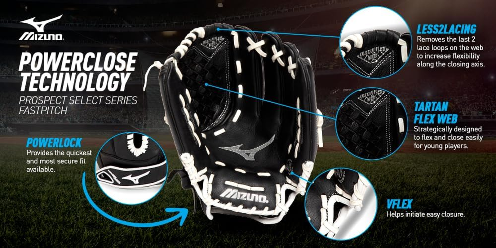 Mizuno Prospect Select Fastpitch Softball Glove Series | Full Grain Leather | Female Specific Patterns | Buttersoft Palm Liner