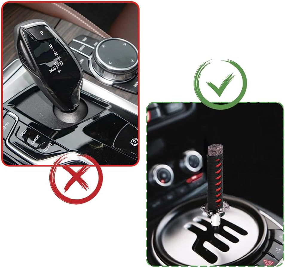 Joyzan Katana Sword Shift Knob，Samurai Catchers Gear Shifter Stick Universal Automobile Spare Part Grip Speed Handle Lever Cover Kit with Adapter Manual Automatic Transmission Racing Car Truck Vehicle image number 2