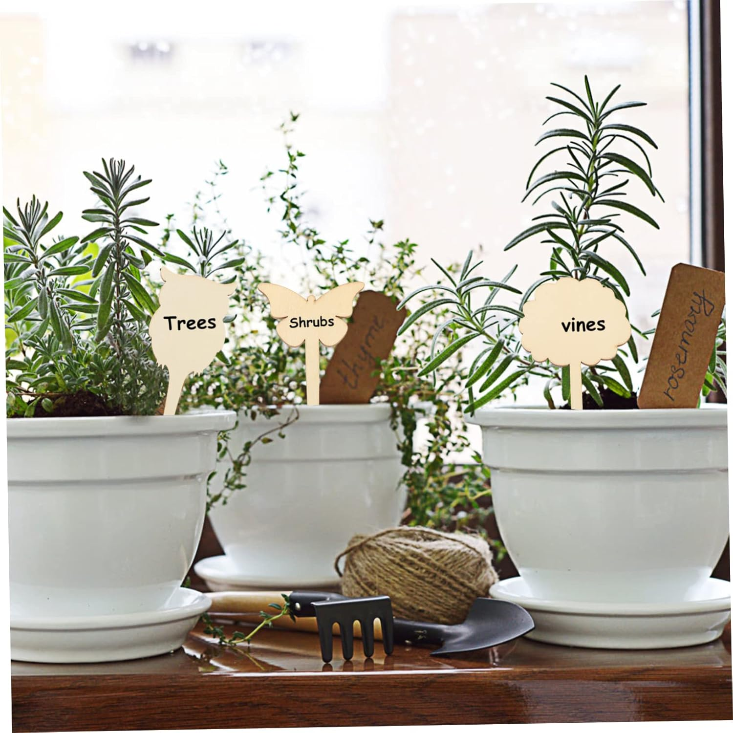 Kisangel 60Pcs Wooden Plant Labels for Flower Identification Reusable Gardening Markers for Potted Plants Garden Stake Tags for Planting image number 4